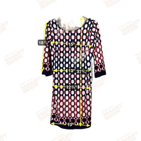 APT.9 Multicolor Shift Dress 3/4 Sleeve Geometric Print Scoop Neck Womens Small - Picture 2 of 4